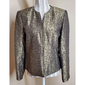 Conrad C Collection, metalic gold formal zipper  jacket size 6